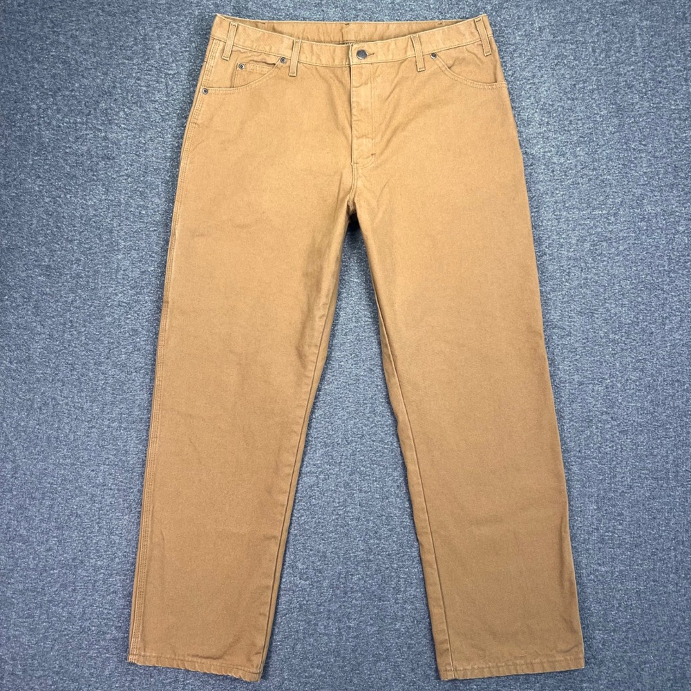 Dickies Carpenter Pants Mens 38x32 Brown Duck Canvas Workwear Utility Rugged Y2K